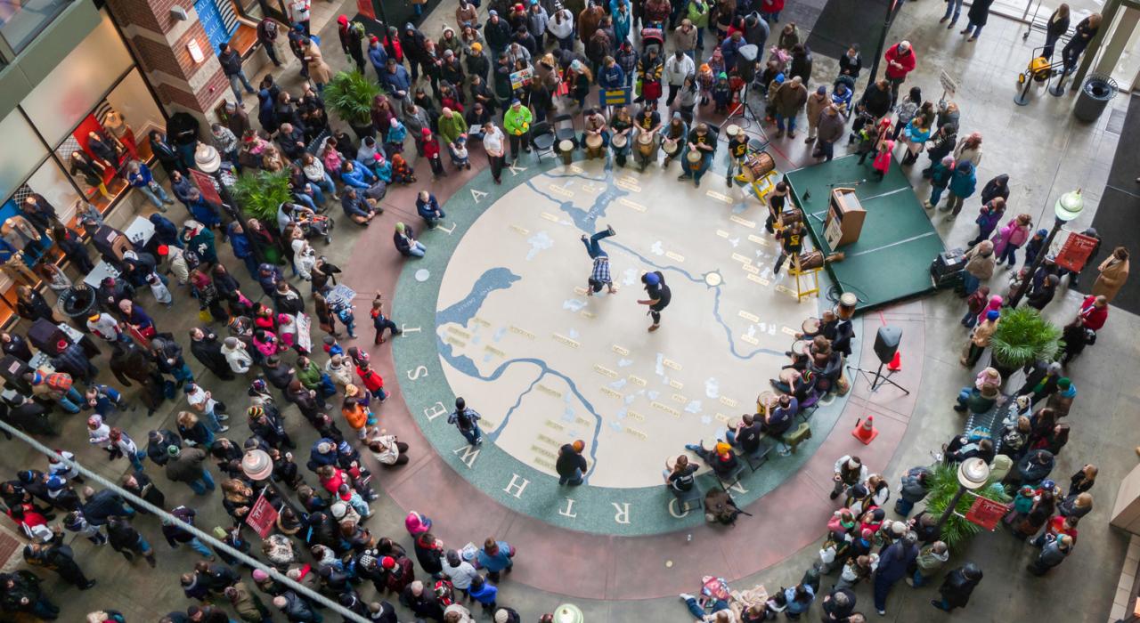The River Park Square atrium, a local favorite gathering spot for events and shopping The River Park Square atrium, a local favorite gathering spot for events and shopping