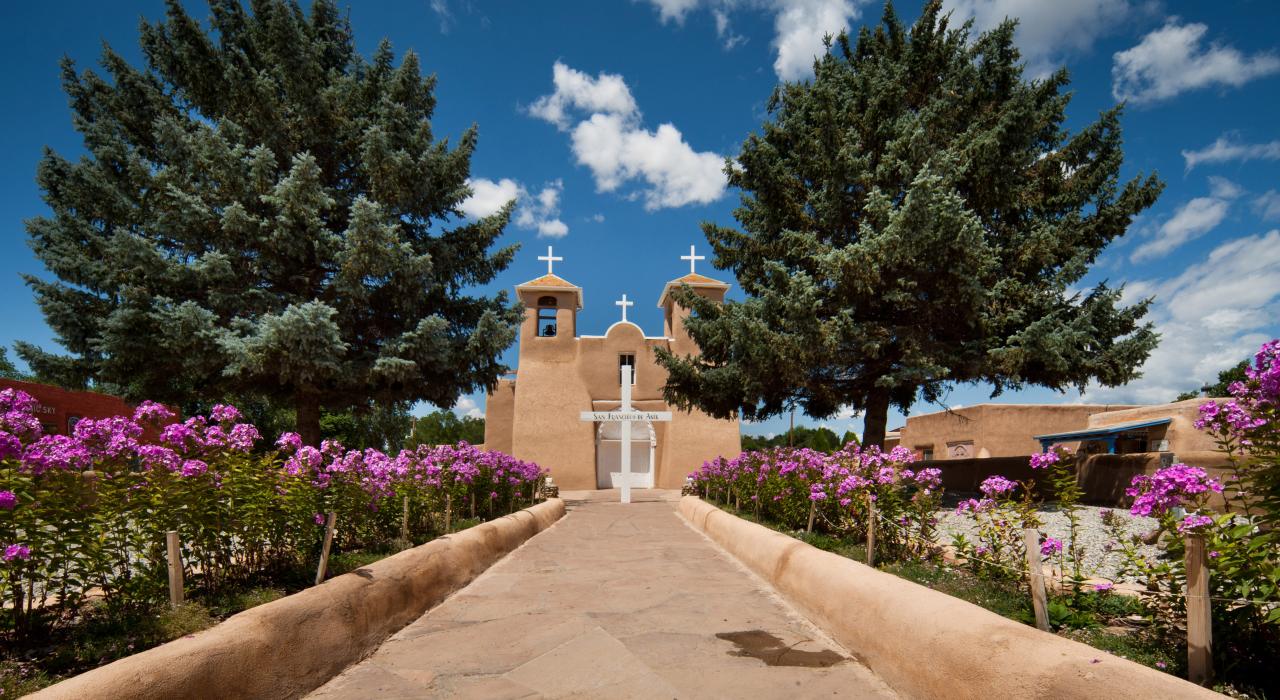 Walkway leading to the historic San Francisco de Asis Mission Church Walkway leading to the historic San Francisco de Asis Mission Church