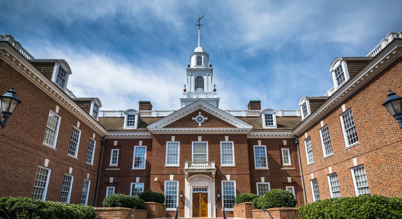 Handmade bricks decorate Georgian Revival-style Delaware State Capitol building