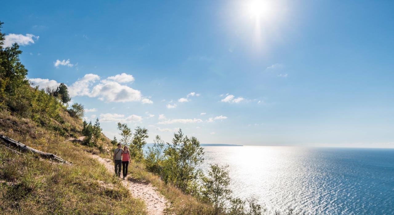 Hiking Sleeping Bear Dunes National Lakeshore with a Lake Michigan view Hiking Sleeping Bear Dunes National Lakeshore with a Lake Michigan view