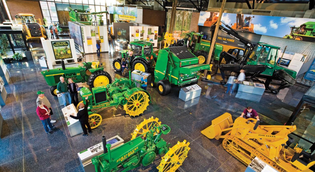 Showcasing farming machinery at the John Deere Pavilion in Moline, Illinois