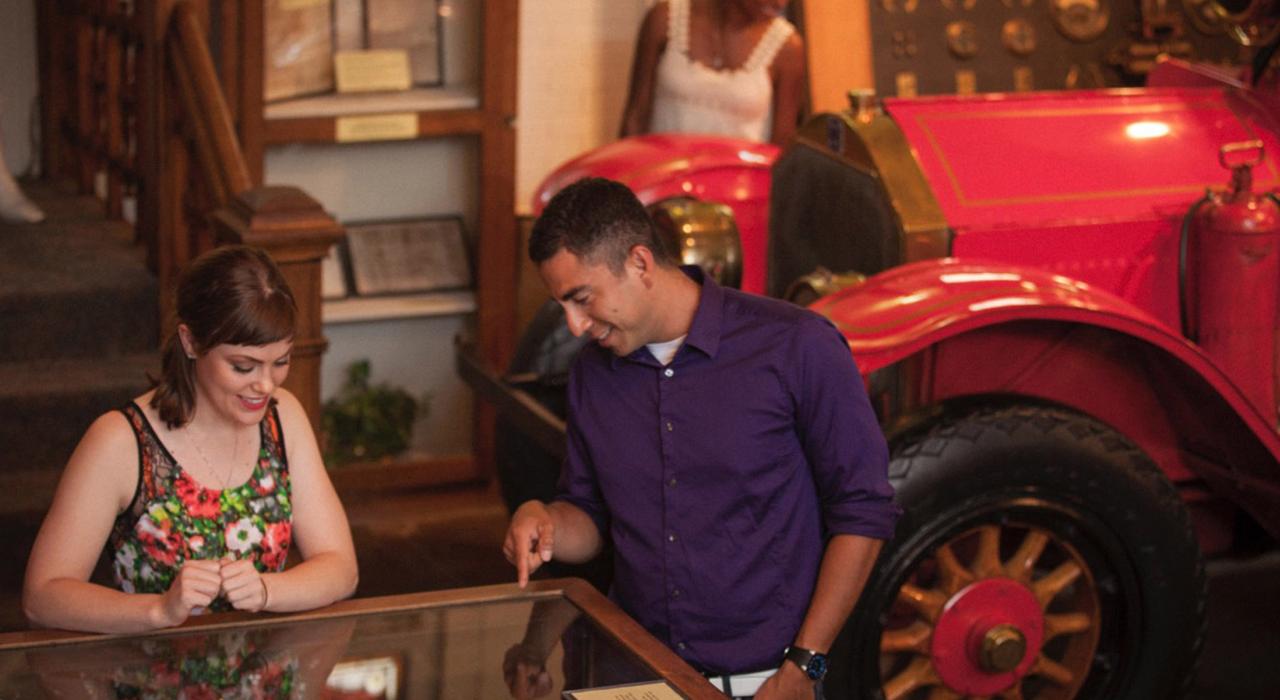 Checking out an exhibit at William Clark Market House Museum