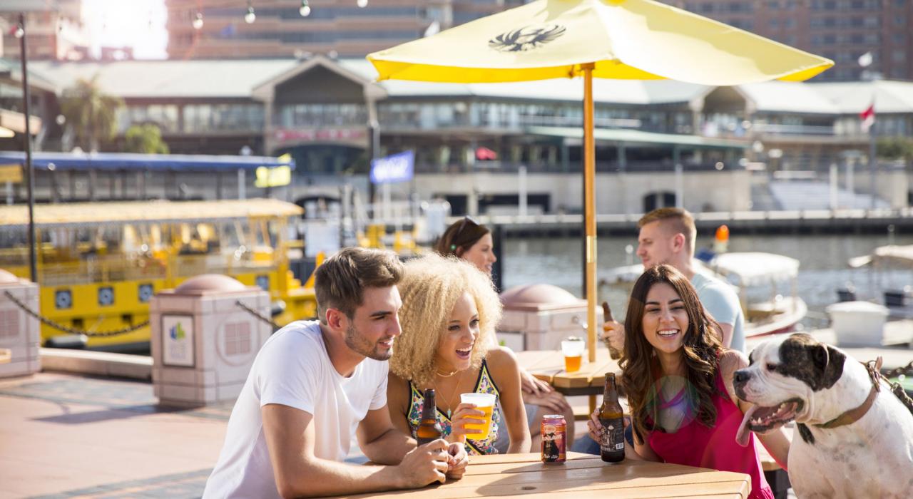 在市中心的船帆亭餐廳享受當地啤酒