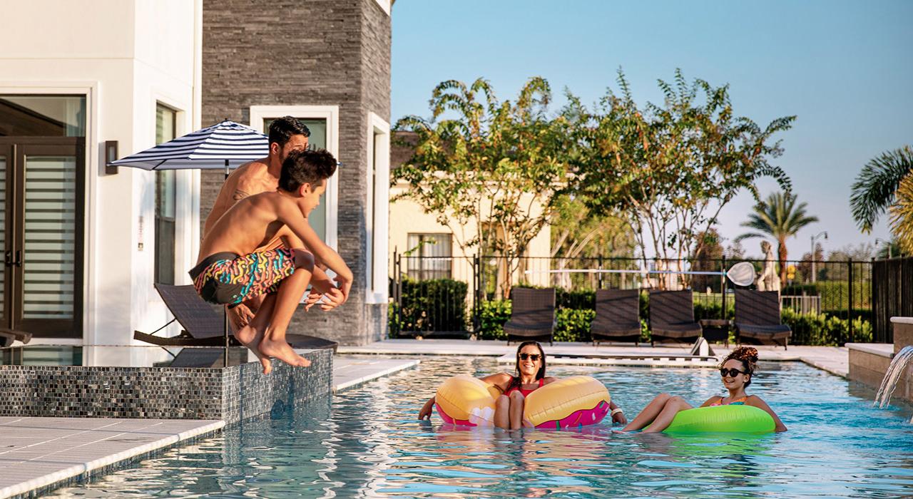 Making a splash while enjoying family time at the pool 
