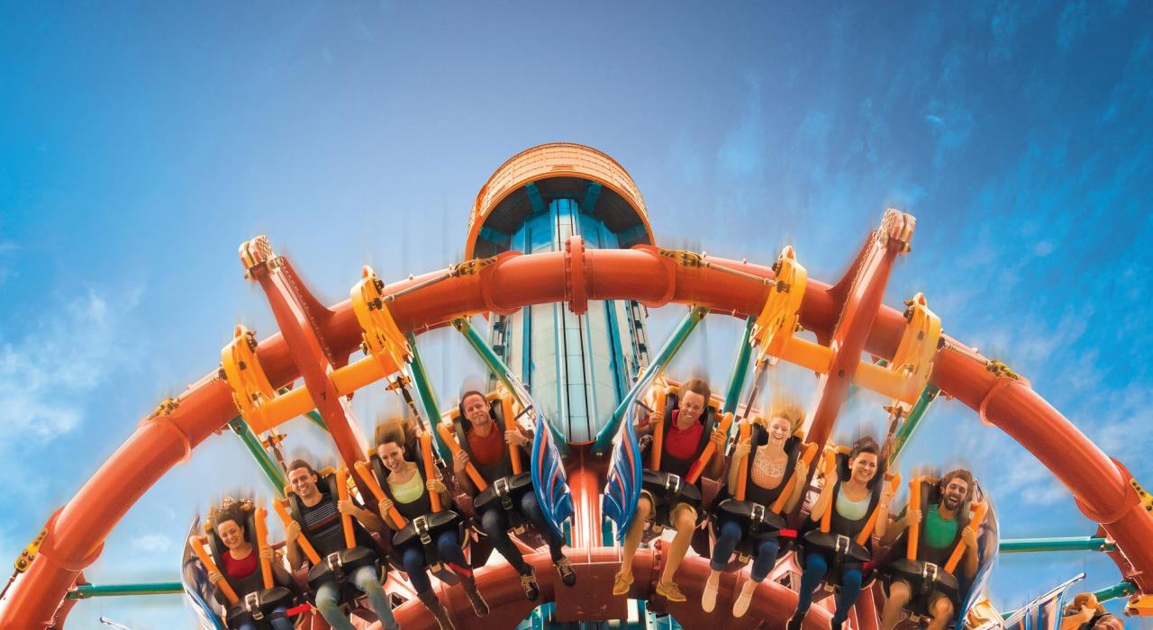 The thrilling Falcon’s Fury drop tower at Busch Gardens Tampa Bay