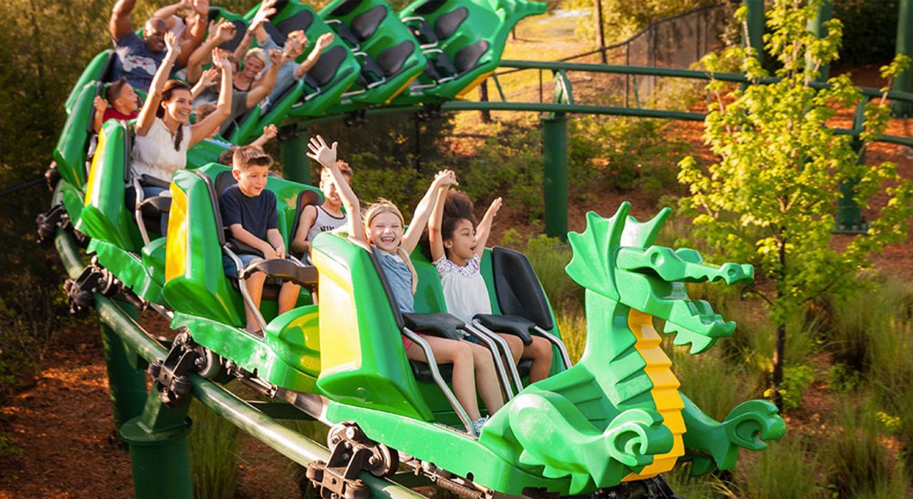 Family-friendly thrills on The Dragon roller coaster at LEGOLAND Florida Resort