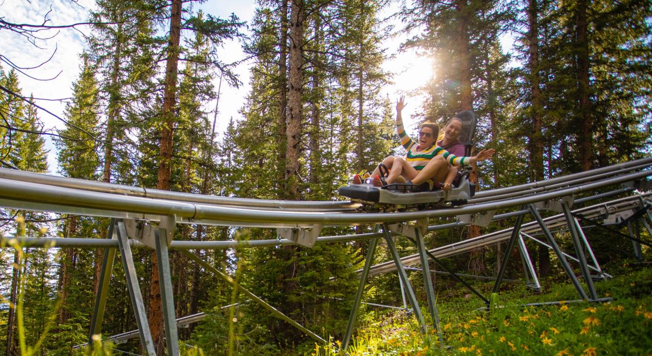 Riding the Breathtaker Alpine Coaster through the woods Riding the Breathtaker Alpine Coaster through the woods