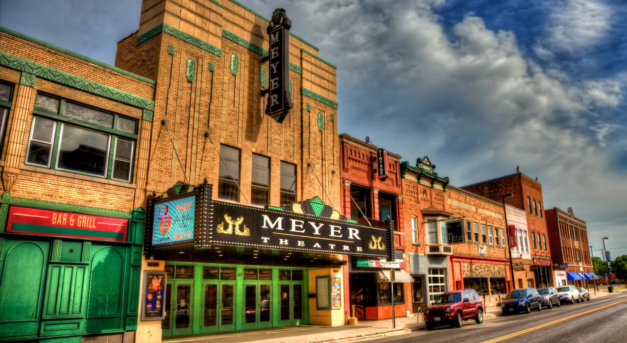 The historic Meyer Theatre, which hosts live music, comedy and more The historic Meyer Theatre, which hosts live music, comedy and more