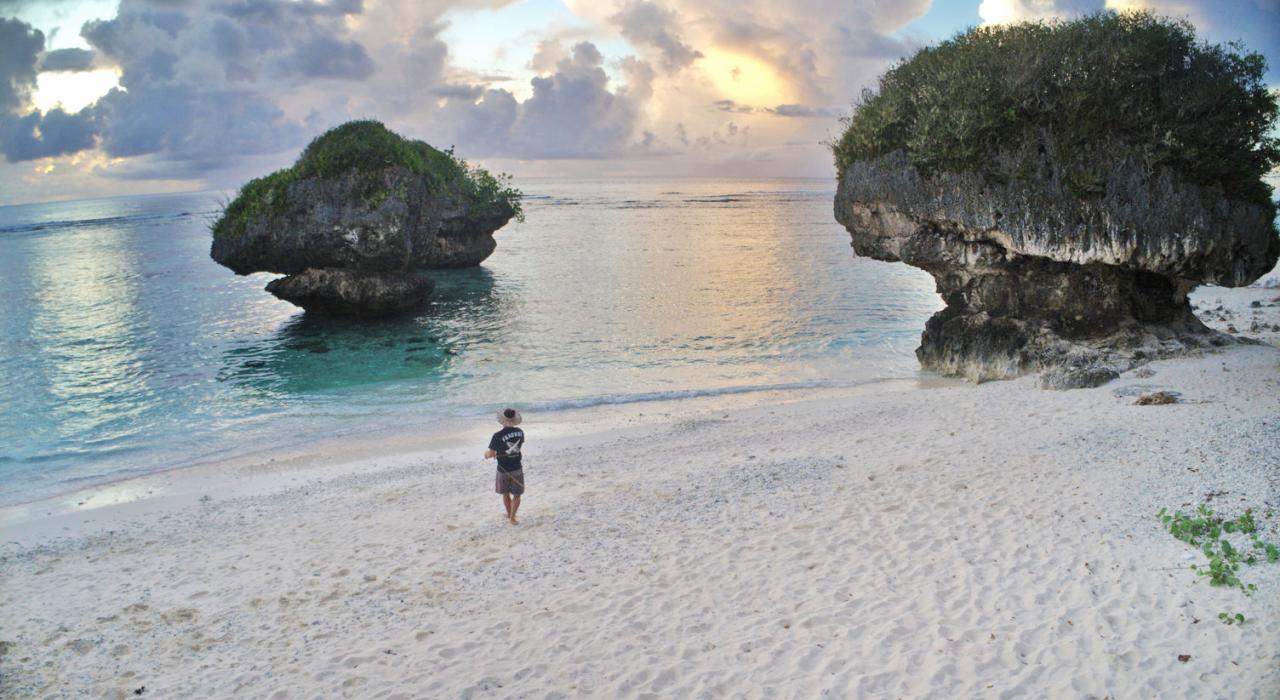 Hila’an San Nicolas exploring one his favorite beaches in Guam Hila’an San Nicolas exploring one his favorite beaches in Guam