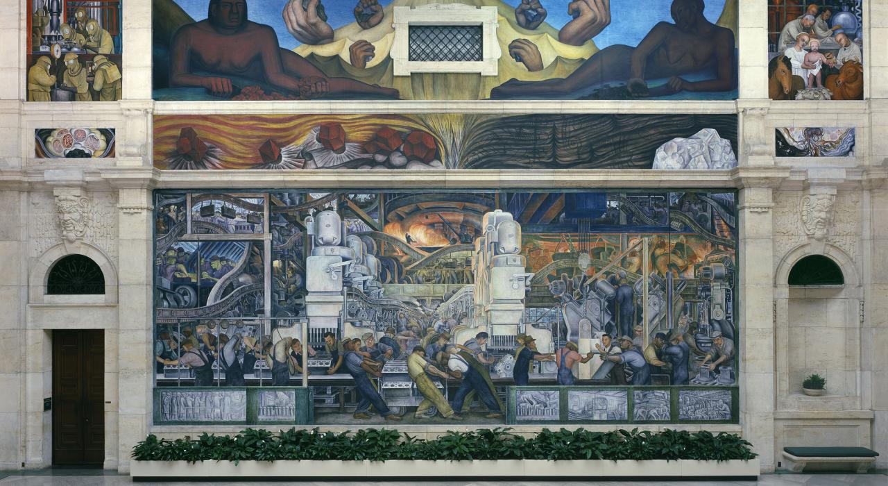 Showcasing Diego Rivera artwork in Rivera Court at the Detroit Institute of Arts Showcasing Diego Rivera artwork in Rivera Court at the Detroit Institute of Arts