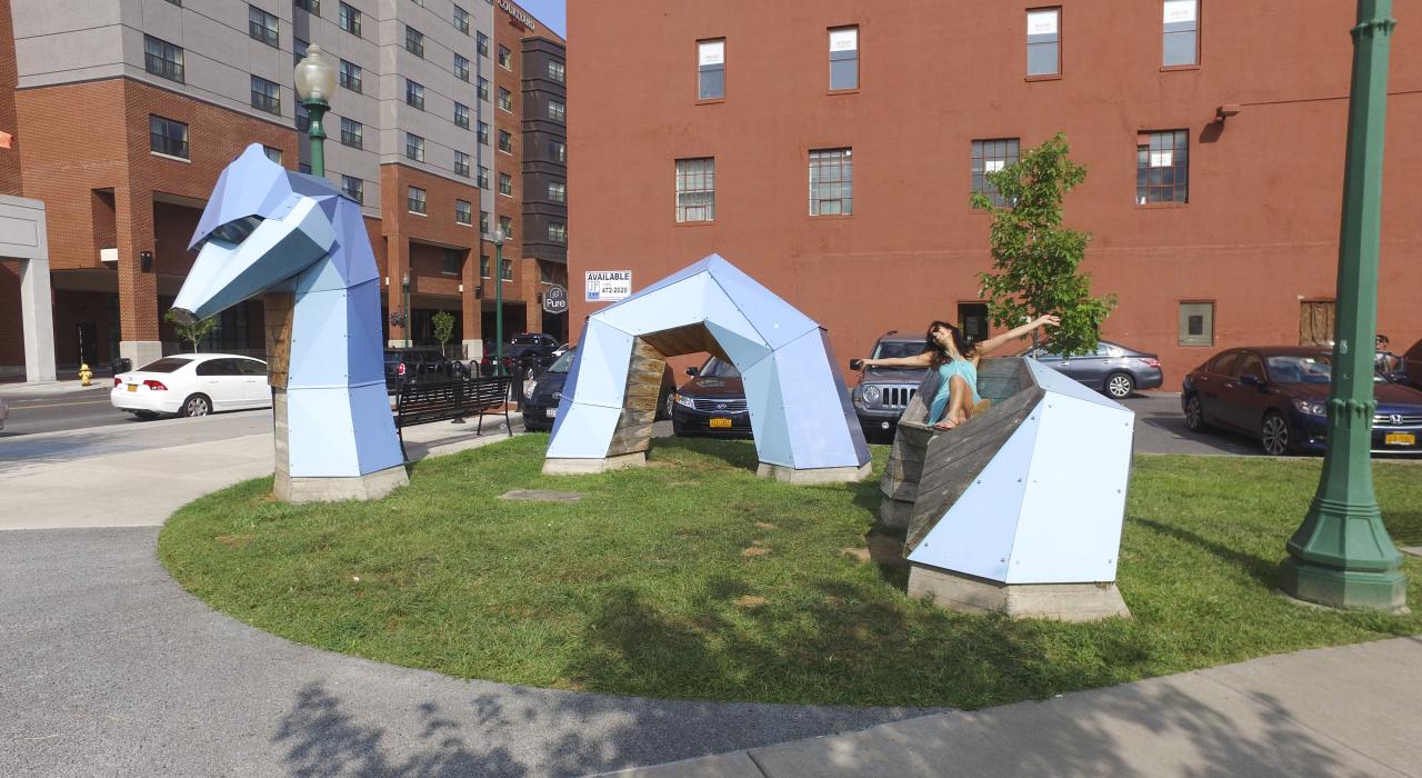 The Dragon sculpture on the Onondaga Creekwalk