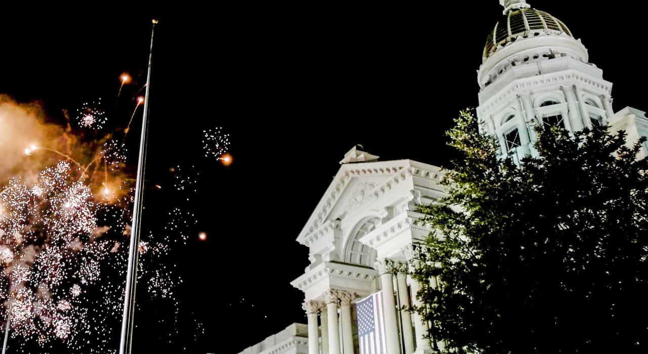 The Wyoming State Capitol at night