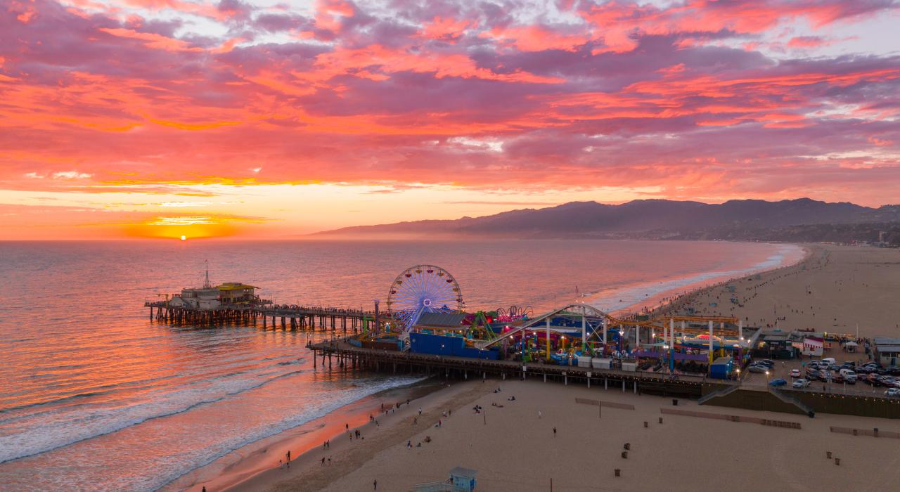 A perfect Pacific Ocean sunset over the Santa Monica Pier