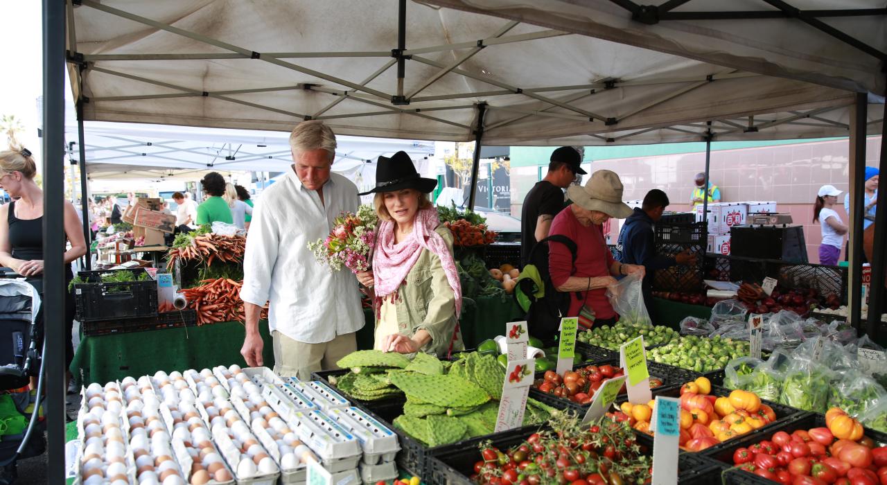 Picking up fresh produce at one of Santa Monica's farmers markets
