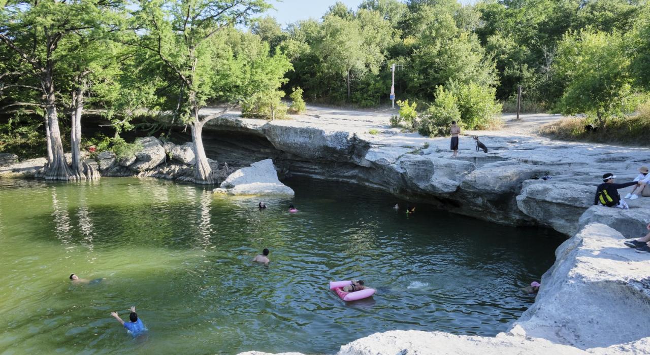 Swimming in a natural pool at McKinney Falls State Park