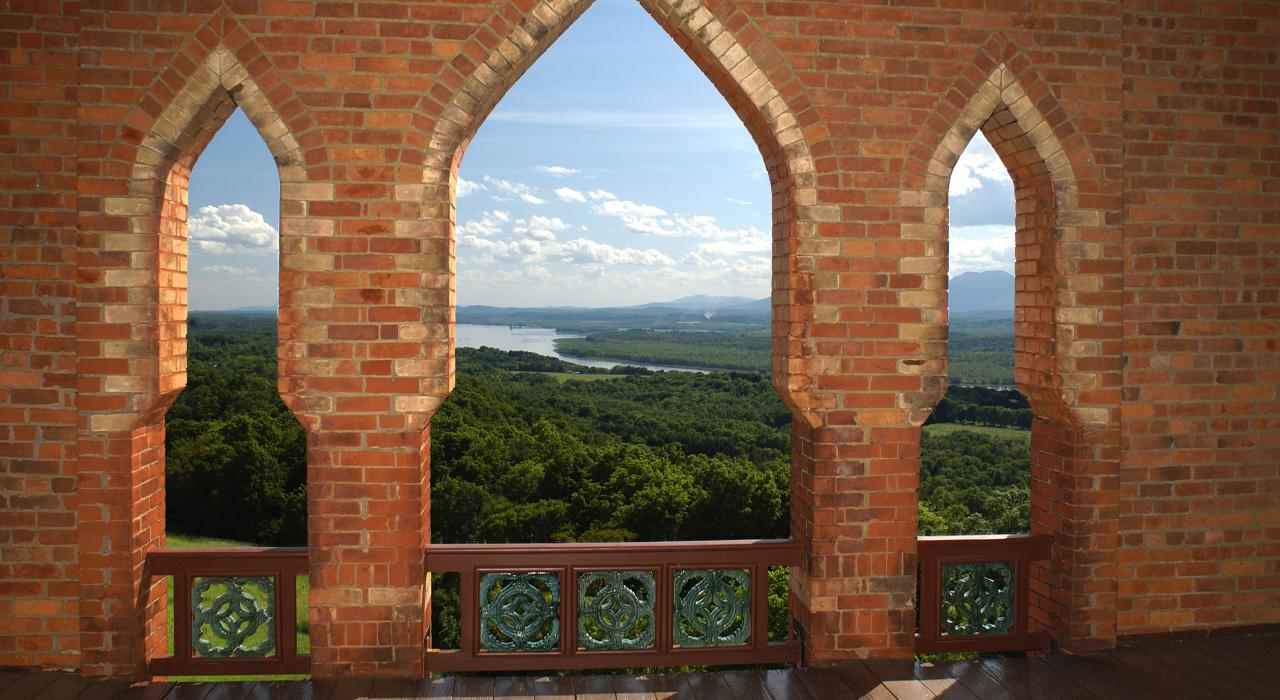 View from the main house’s bell tower at Olana State Historic Park in Hudson