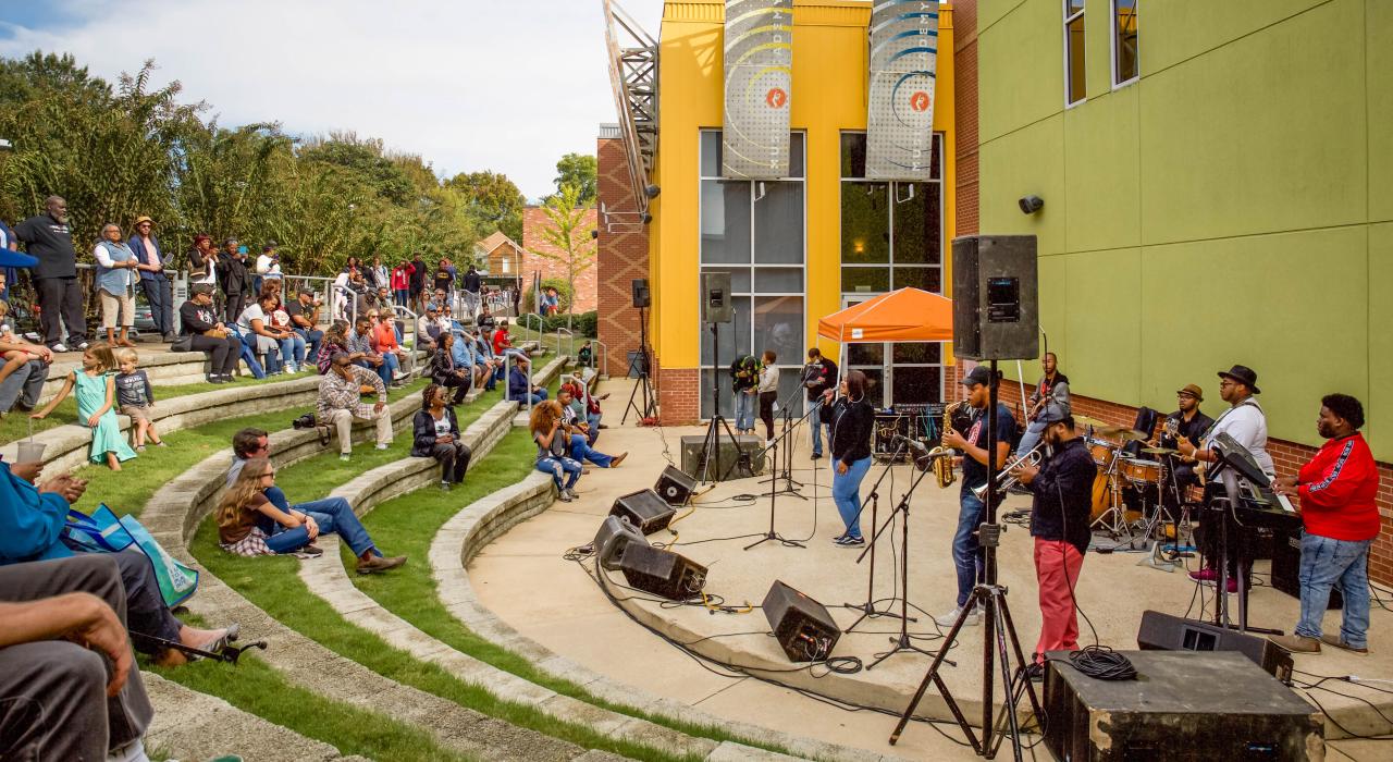 Crowds gathering to listen to live music at the Soulsville USA Festival