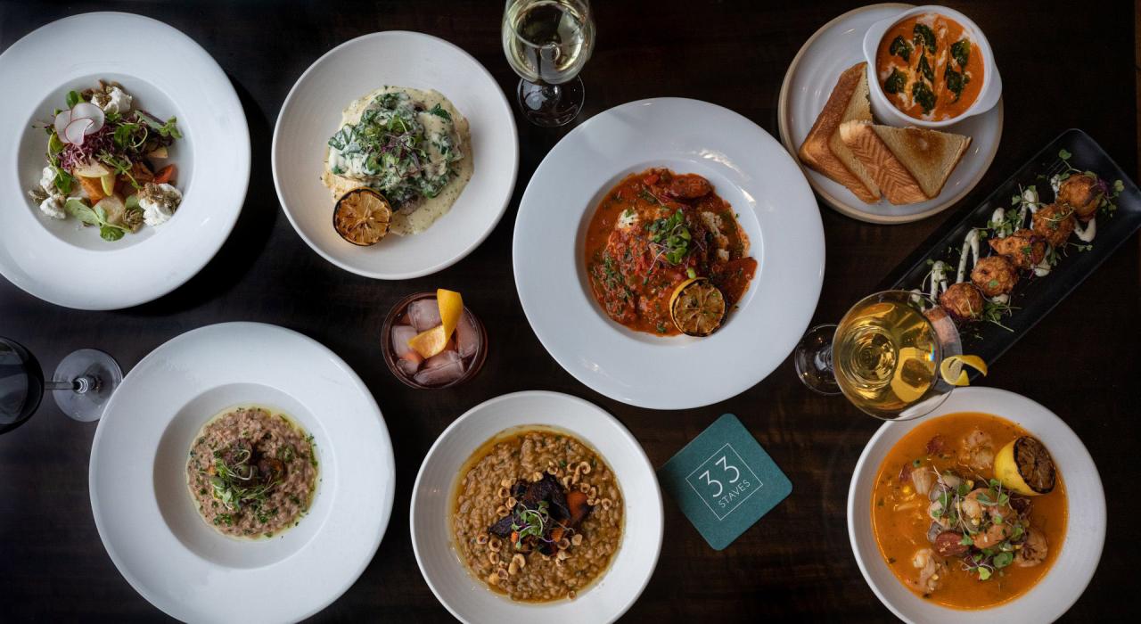 Tempting plates of Southern-inspired fare at 33 Staves restaurant