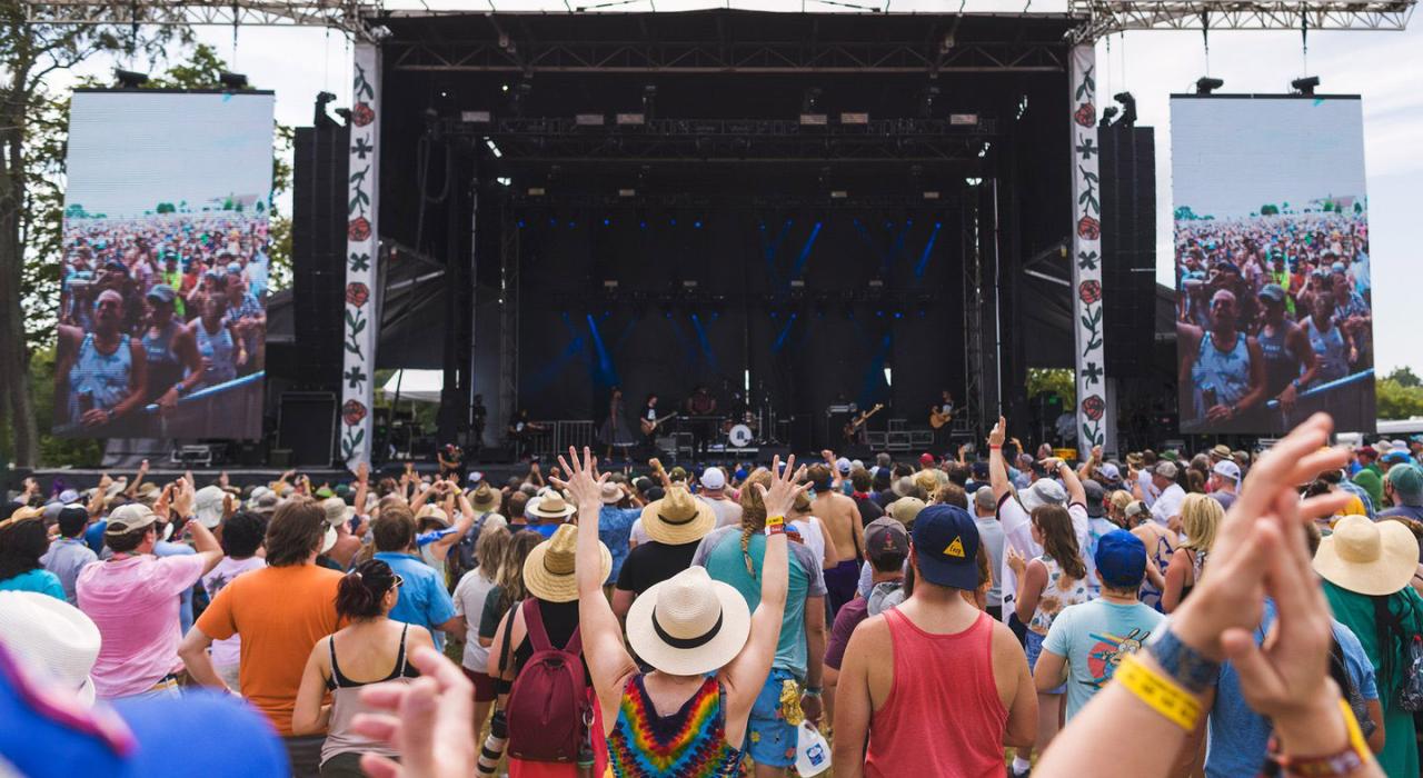 Fans cheering during the Railbird Music Festival