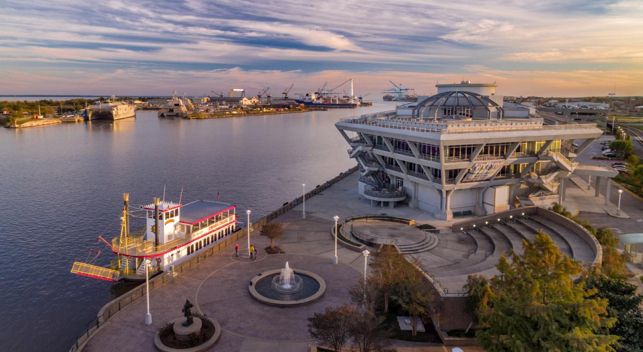 The sun sets over scenic Mobile Bay