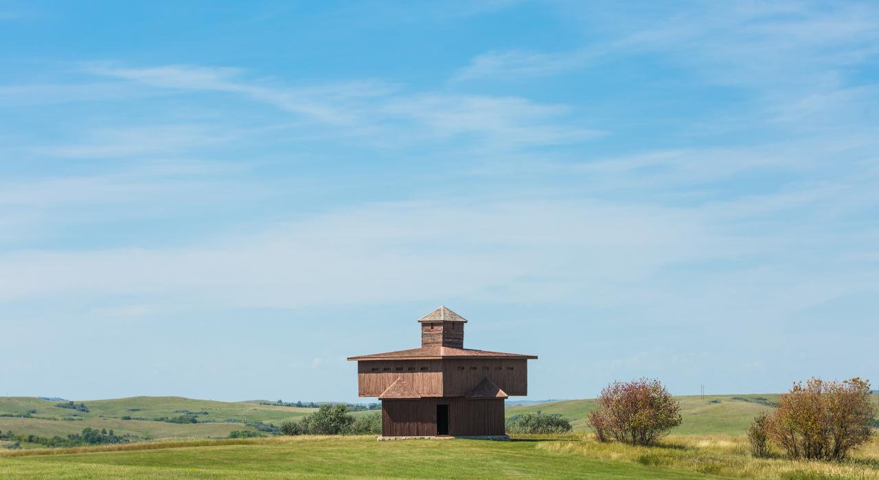 The Fort McKeen blockhouses at Fort Abraham Lincoln State Park offer insights into North Dakota's military history The Fort McKeen blockhouses at Fort Abraham Lincoln State Park offer insights into North Dakota's military history