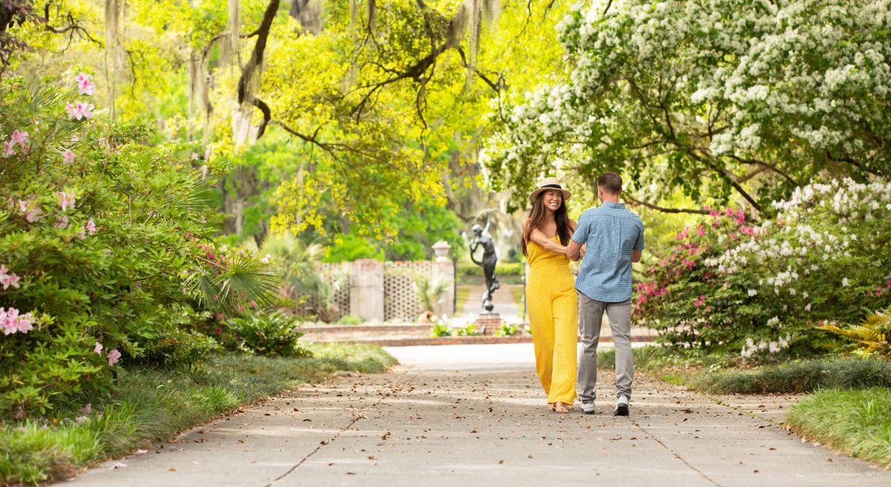Enjoying views of elegant sculptures and lush foliage at Brookgreen Gardens