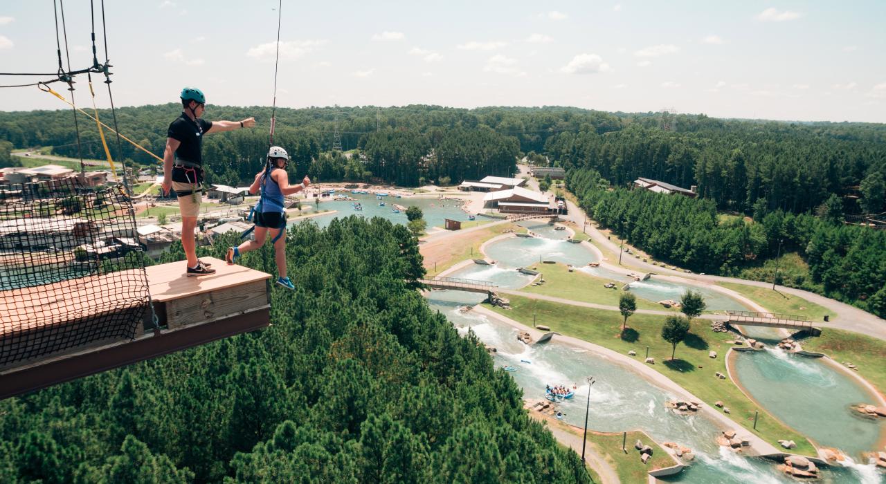 Ziplining over the U.S. National Whitewater Center Ziplining over the U.S. National Whitewater Center