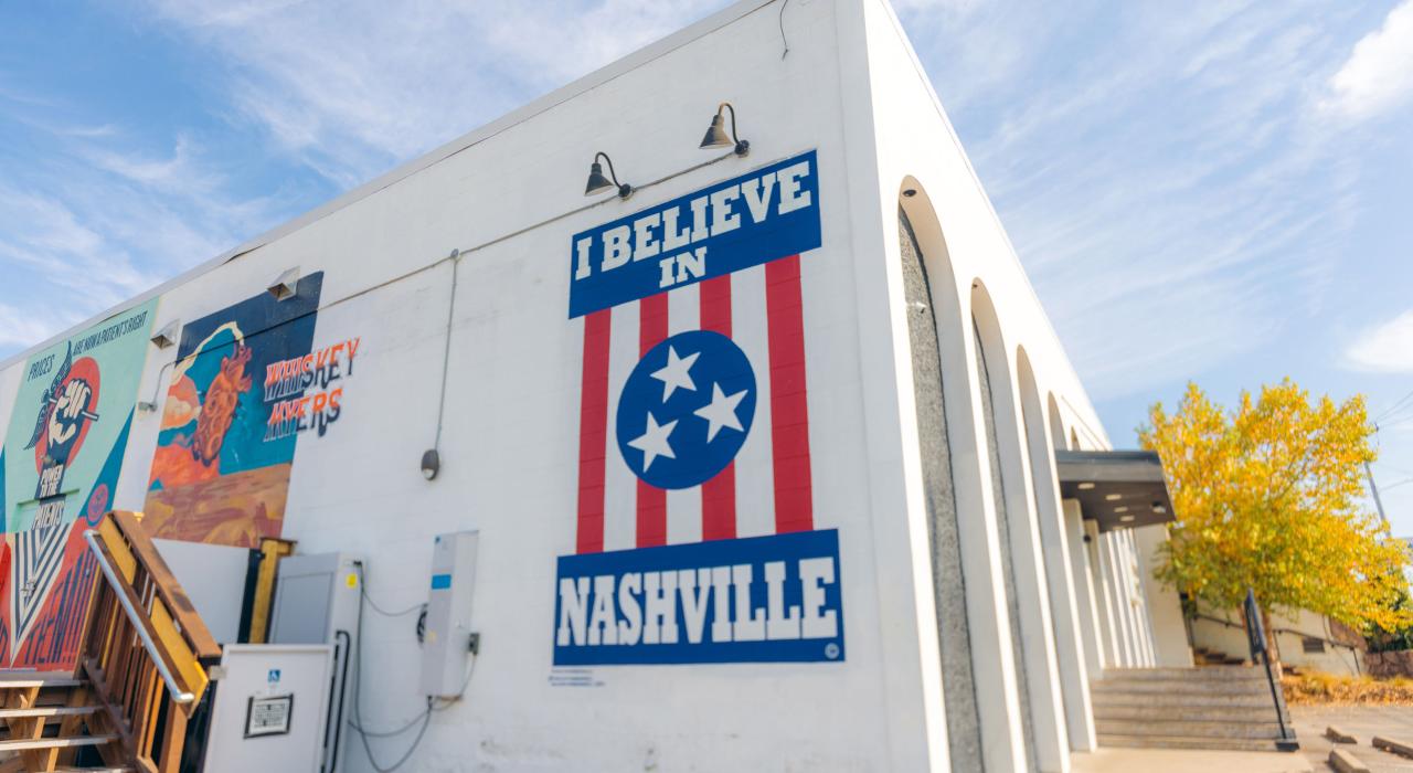 The iconic I Believe in Nashville mural by local artist Adrien Saporiti The iconic I Believe in Nashville mural by local artist Adrien Saporiti