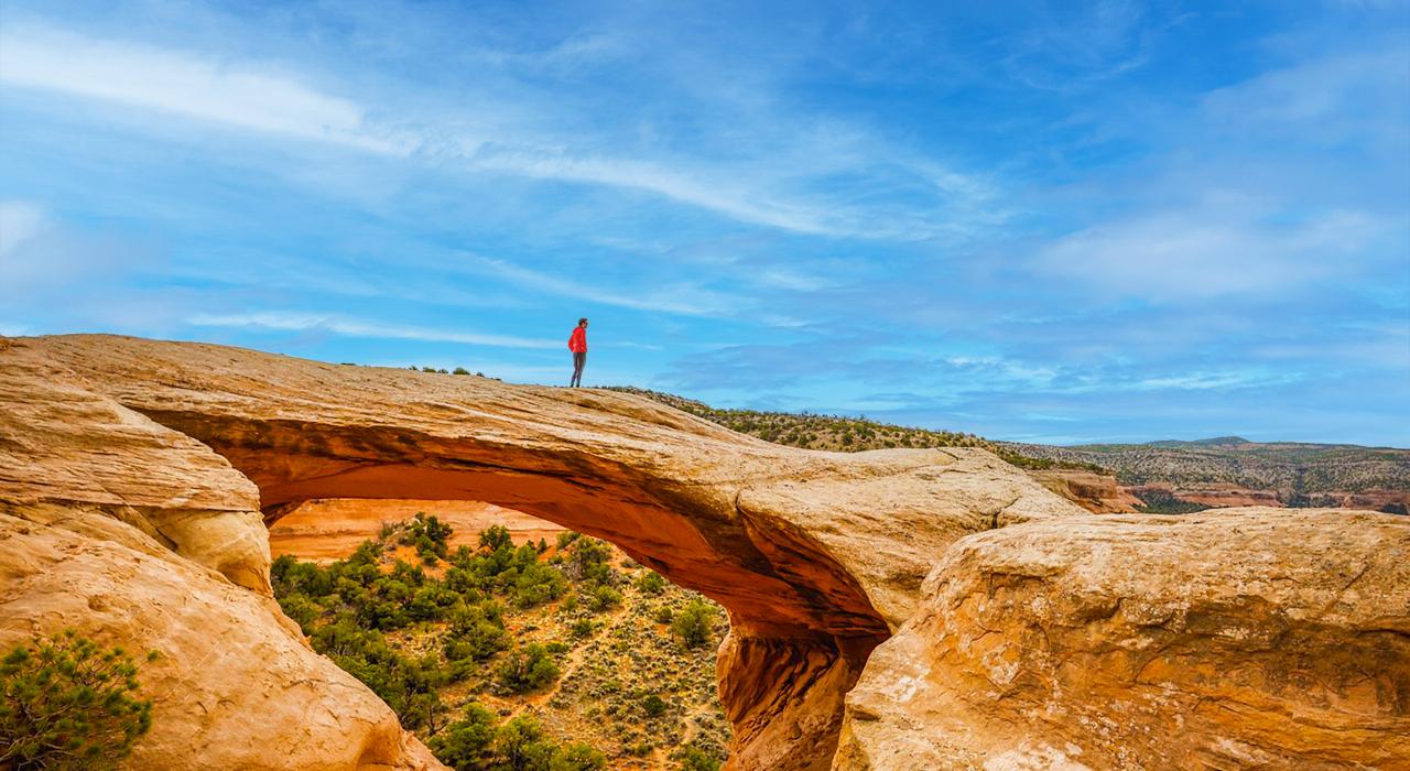 Taking in majestic views of the Black Ridge Canyons Wilderness from Rattlesnake Arches