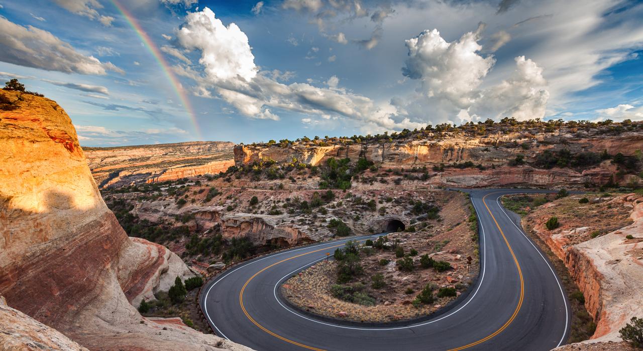 Winding road through the Colorado National Monument landscape