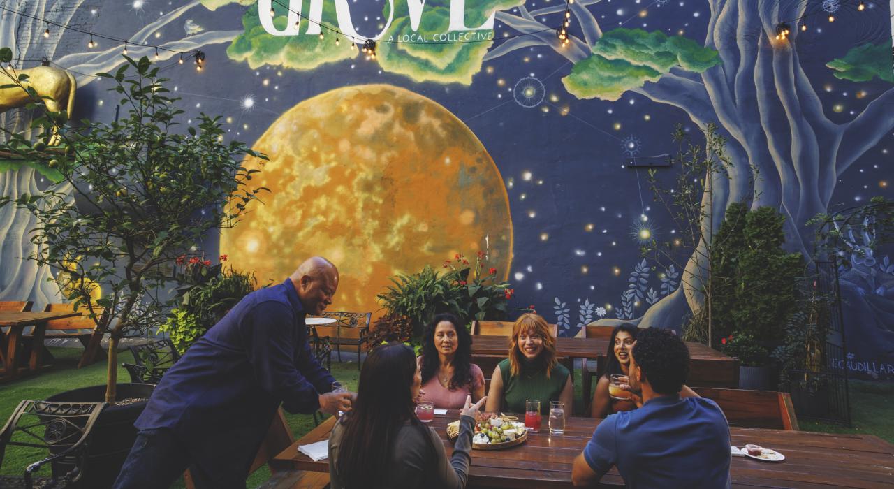 Al fresco dining during a night out at The Grove