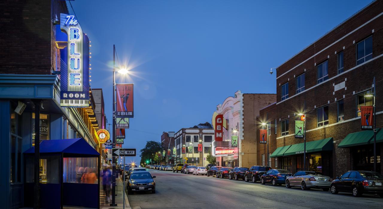Street view of the 18th & Vine Historic Jazz District