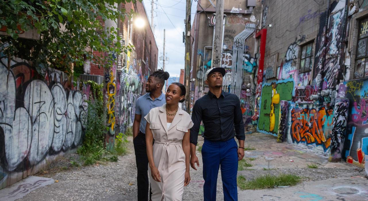 Admiring the vibrant graffiti and street art in Art Alley