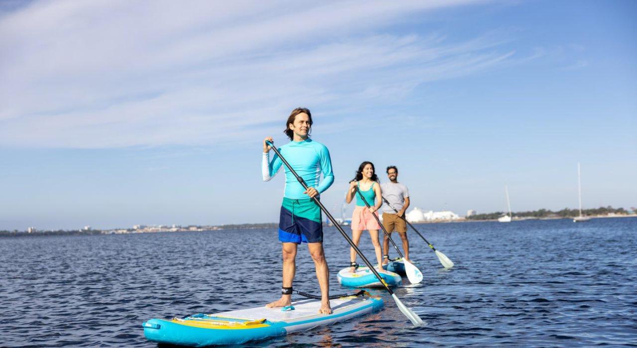 Paddleboarding in the turquoise waters of St. Andrews Bay 