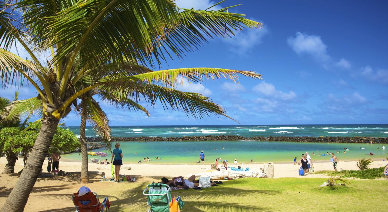 Relaxing in paradise at Lydgate Beach Park