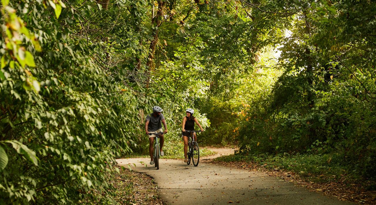 Cycling verdant trails along the Galloway Creek Greenway