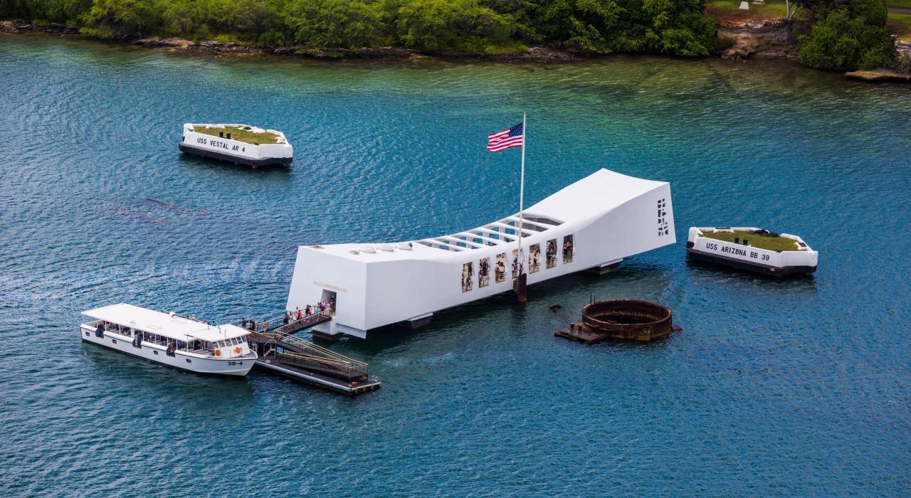 The USS Arizona Memorial at Pearl Harbor