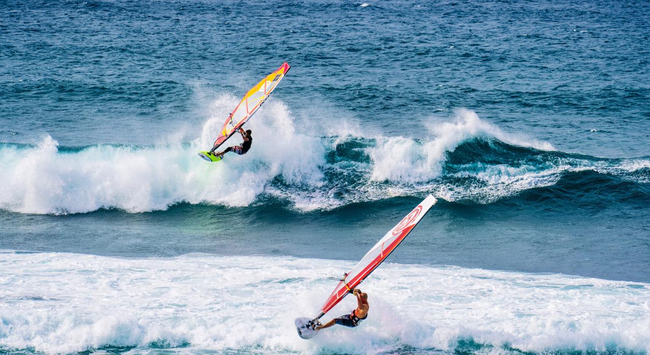Wind surfing at Hoʻokipa Beach Park