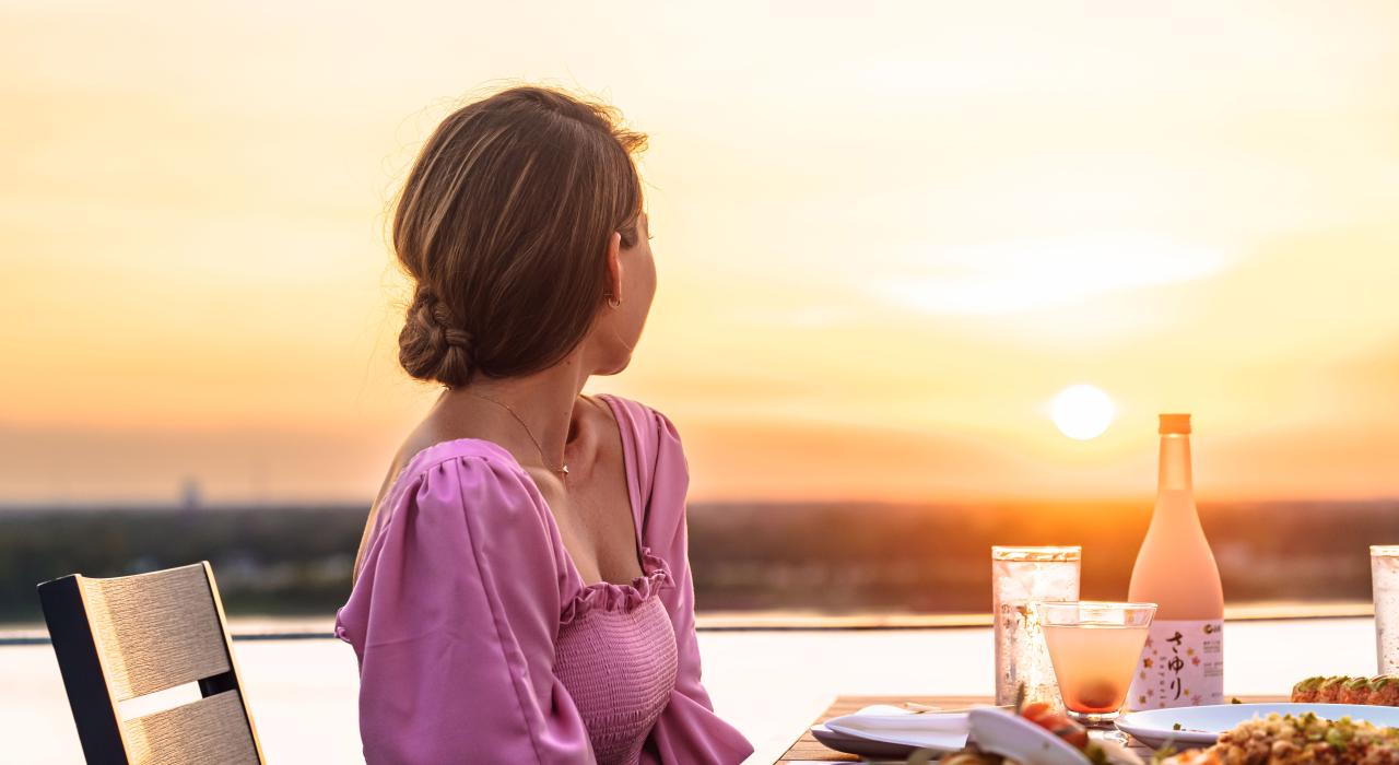 Rooftop views at downtown sushi restaurant Tsunami