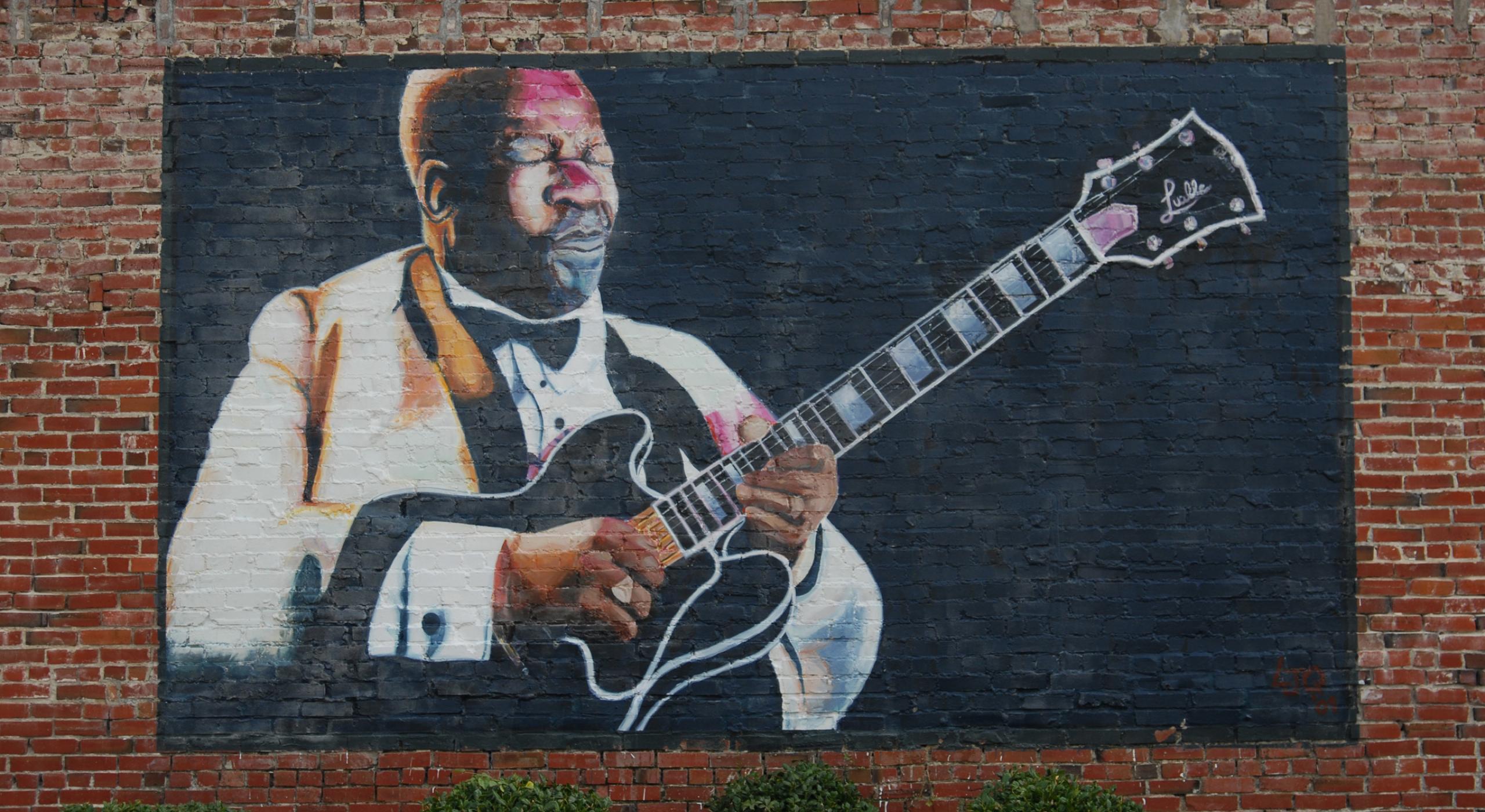密西西比州印第安諾拉的 B.B. King生平事蹟壁畫 密西西比州印第安諾拉的 B.B. King生平事蹟壁畫