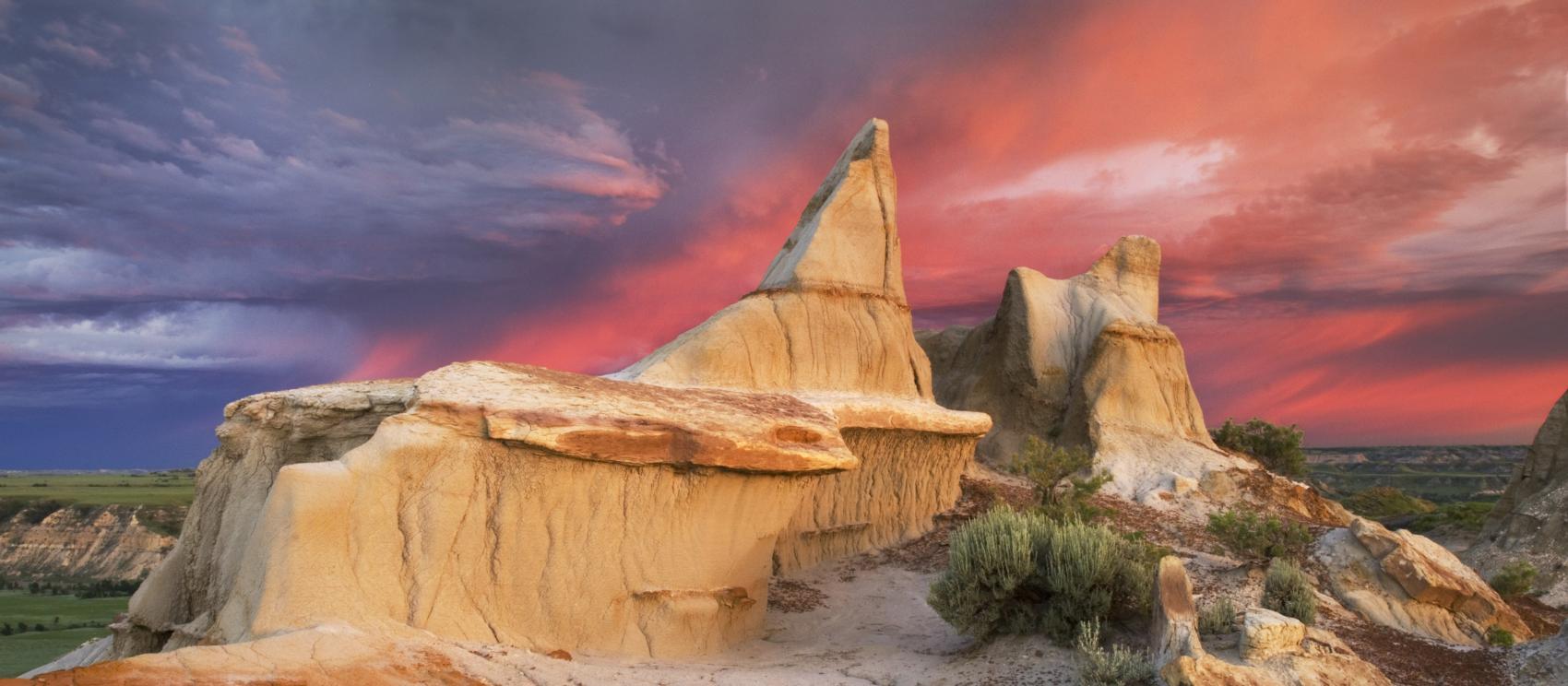 西奧多羅斯福國家公園的沙岩地形