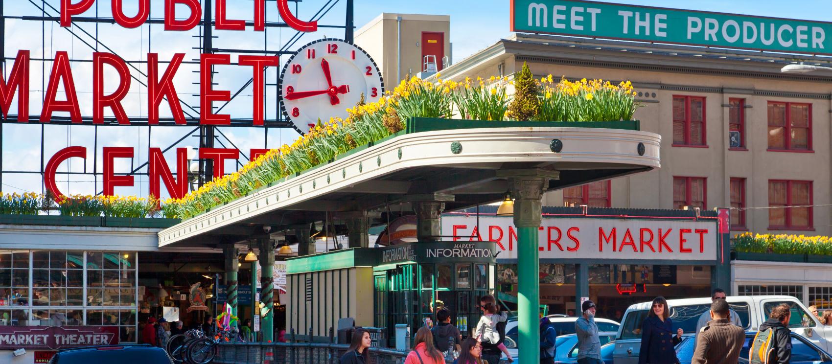 派克市場於 1907 年在西雅圖的艾略特灣水濱區建立