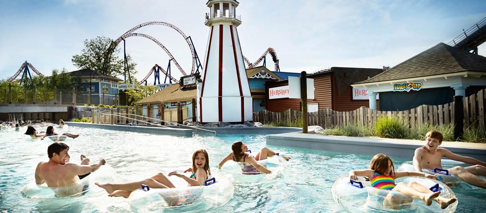 在好時主題樂園的漂漂河自在漂浮