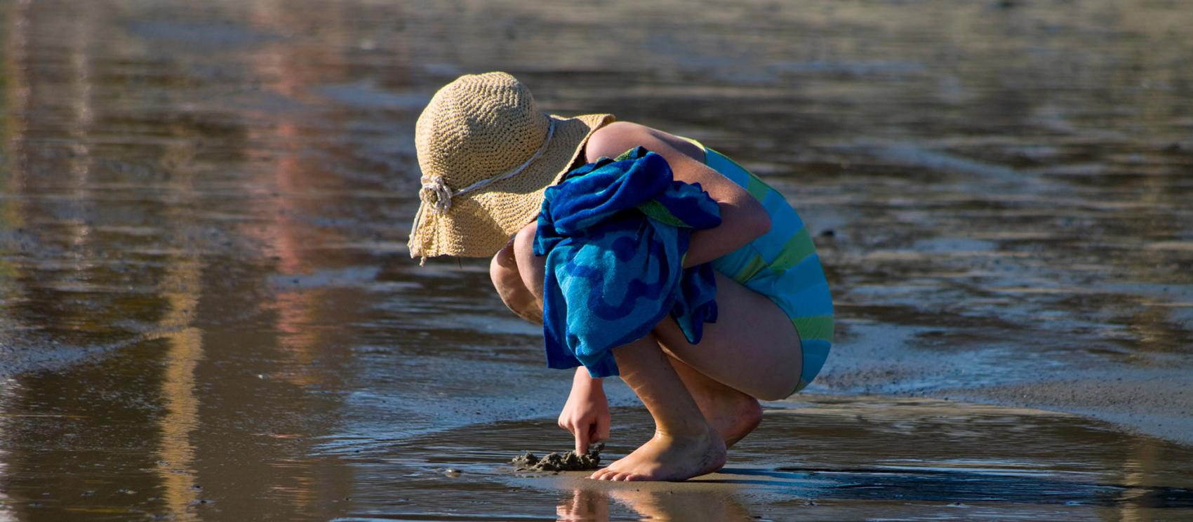 肯納邦克古區海灘上挖貝殼