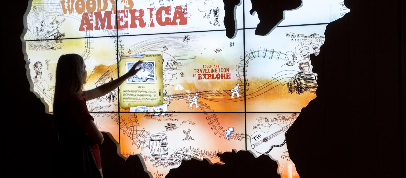 土爾沙的伍迪蓋瑟瑞中心展示著互動式情節圖板