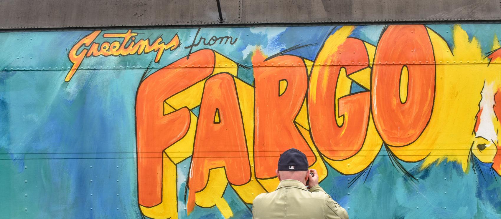 Photographing mural art in Fargo