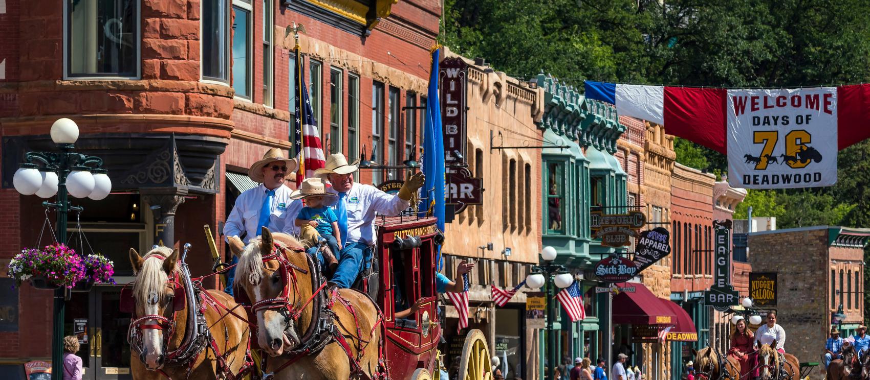 Old West charm in downtown Deadwood during the Days of '76 parade