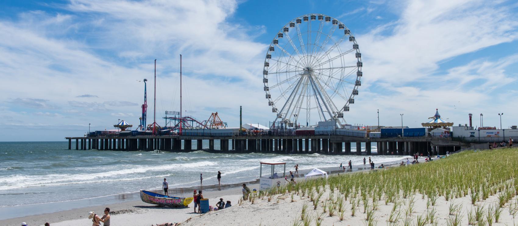 View of the beach and Steel Pier in Atlantic City