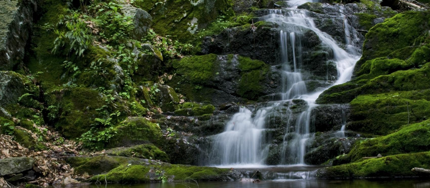 A waterfall along the Buttermilk Falls Trail in Delaware Gap National Recreation Area