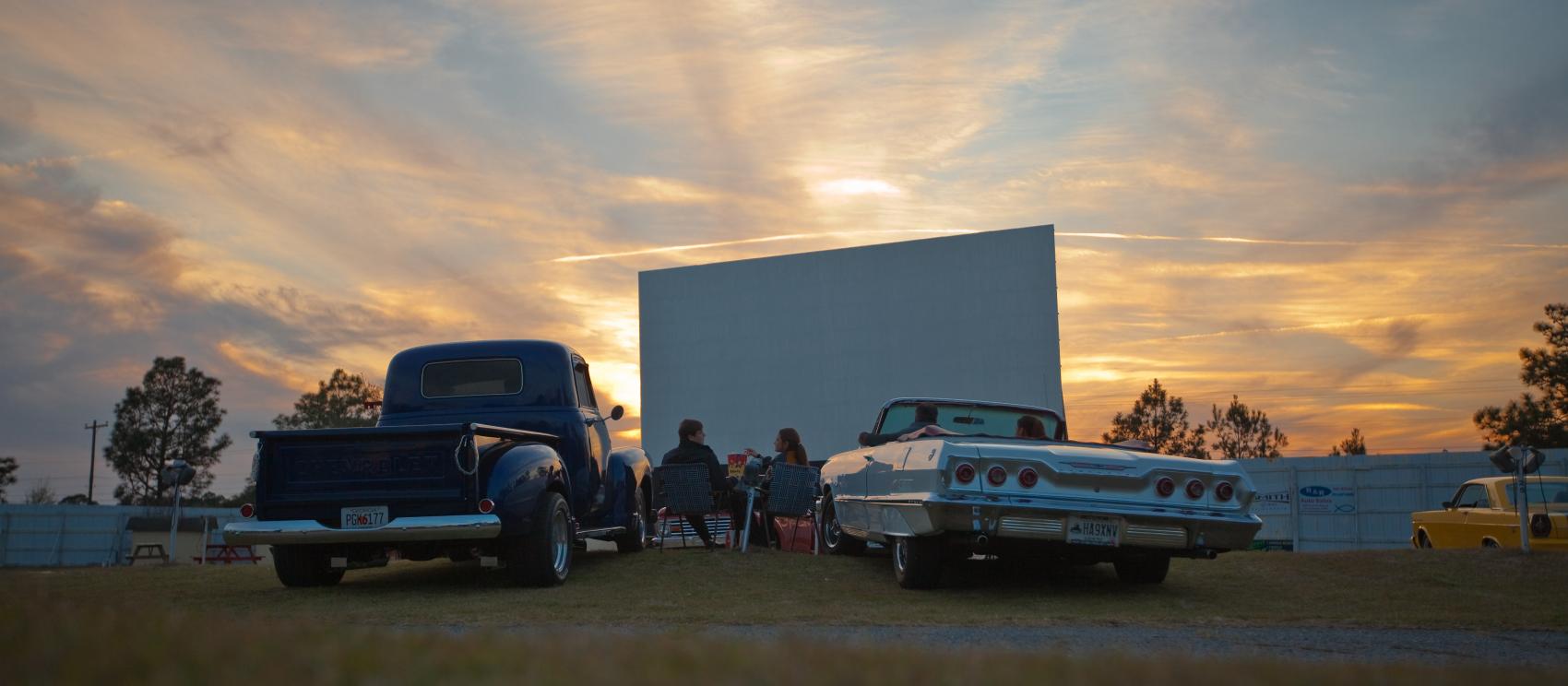 Catching a movie at the Jesup Drive-in theater